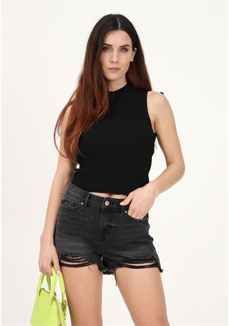 Black casual shorts for women with fringed pattern on the bottom ONLY | 15256232Washed Black